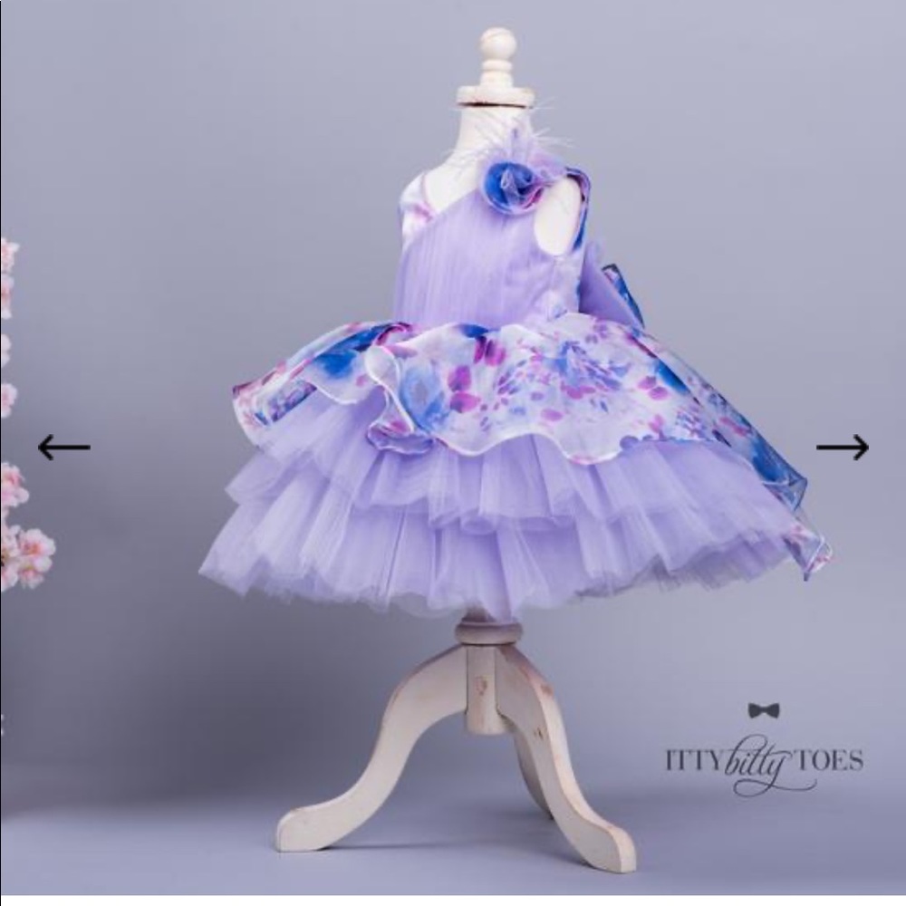 Itty Bitty Toes Lavender Floral Tulle Party Dress